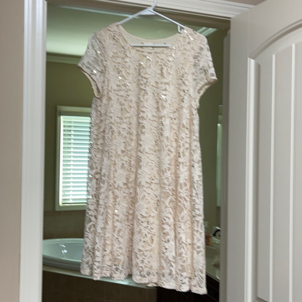 Altar’d State cream lace with itch gold sequins
